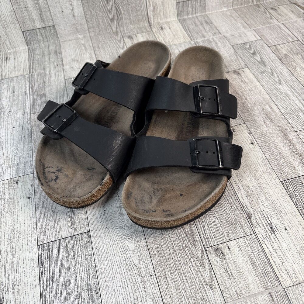 Birkenstock Arizona Sandals EU 42 Men’s US 9 9.5 Black Leather Cork Buckles